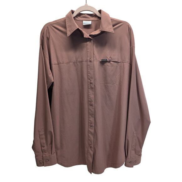 Women's Columbia Mauve Boundless Trek II Layering Long Sleeve Button Shirt Large - Picture 2 of 11